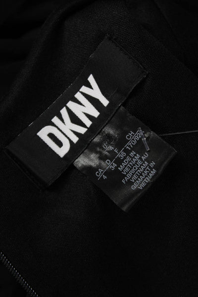 DKNY Womens Wrap Dress Black V-Neck Long Sleeve Short Size 4