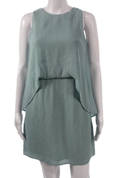 Halston Womens Shift Dress Green Viscose Sleeveless Round Neck Size 0