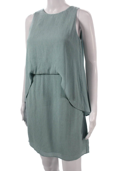 Halston Womens Shift Dress Green Viscose Sleeveless Round Neck Size 0