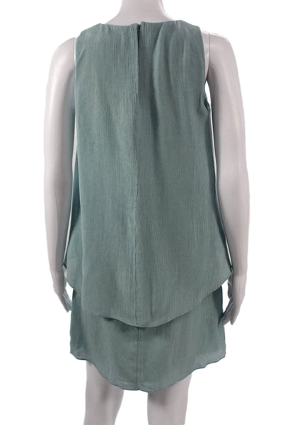 Halston Womens Shift Dress Green Viscose Sleeveless Round Neck Size 0