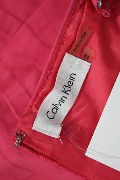 Calvin Klein Womens Sheath Dress Pink Sleeveless Round Neck Knee Length Size 2