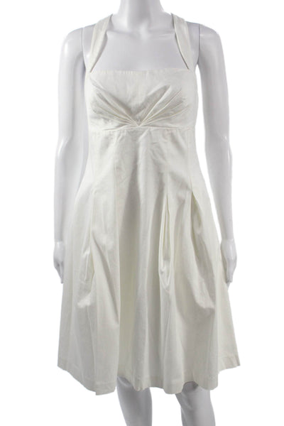 Calvin Klein Womens Fit & Flare Halter White Dress Sleeveless Size 4