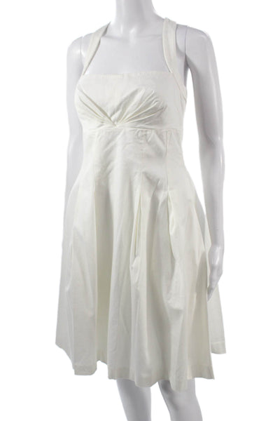 Calvin Klein Womens Fit & Flare Halter White Dress Sleeveless Size 4