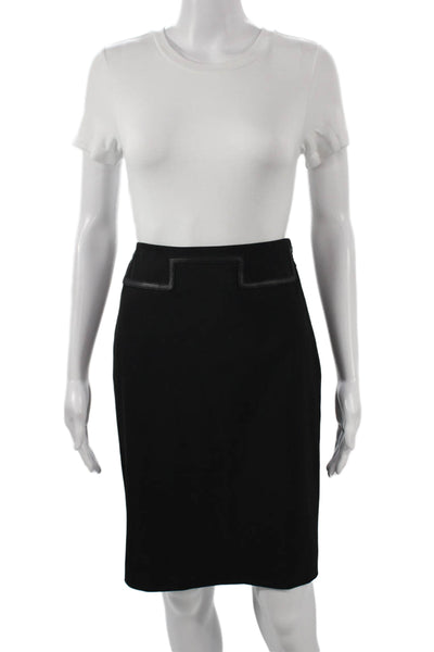 Etcetera Women Straight Pencil Skirt Black Polyester Zip Knee Length Size 0