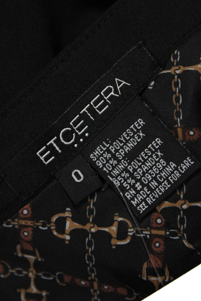 Etcetera Women Straight Pencil Skirt Black Polyester Zip Knee Length Size 0