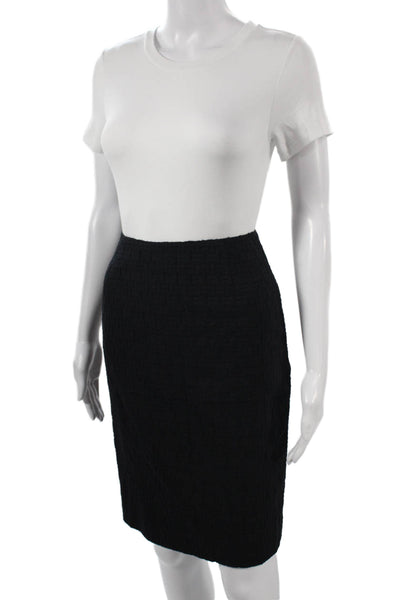 Etcetera Womens Straight Pencil Skirt Black Geometric Cotton Viscose Zip Size 2