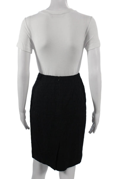 Etcetera Womens Straight Pencil Skirt Black Geometric Cotton Viscose Zip Size 2