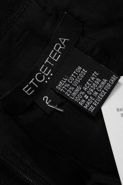 Etcetera Womens Straight Pencil Skirt Black Geometric Cotton Viscose Zip Size 2