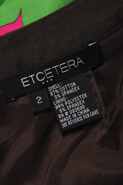 Etcetera Women Straight Pencil Skirt Multicolor Geometric Cotton Zip Size 2