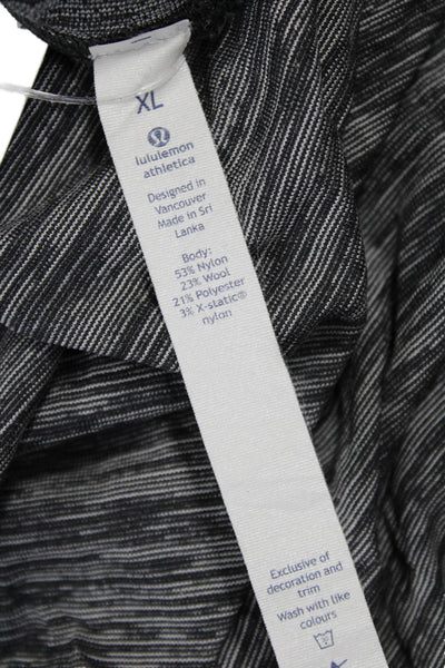 Lululemon Mens Basic Striped Gray Nylon Crew Neck Short Sleeve T-Shirt Size XL