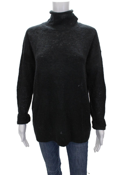 J Crew Women Black Acrylic Turtleneck Pullover Sweater Long Sleeve Size M