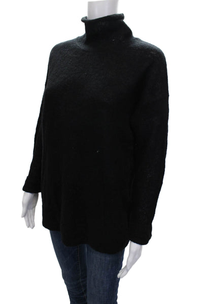 J Crew Women Black Acrylic Turtleneck Pullover Sweater Long Sleeve Size M