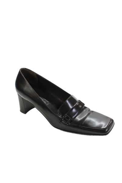 Via Spiga Womens Leather Embellished Block Heels Pumps Shoes Brown Size 8.5M