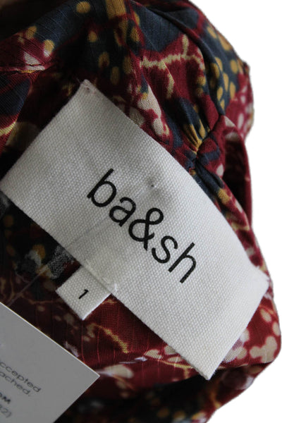 Ba&Sh Womens Fit & Flare Dress Multicolor Viscose V-Neck Long Sleeve Zip Size 1