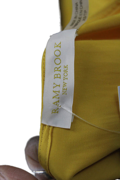 Ramy Brook Women Mini Dress Yellow Sleeveless V-Neck Polyester Size XS