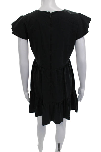 Alice + Olivia Womens Black Trapeze Swing Short Sleeve Dress Size 2