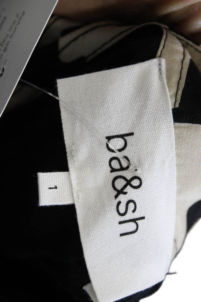 Ba&Sh Women Fit & Flare Dress Black Viscose V-Neck 3/4 Sleeve Short Size 1