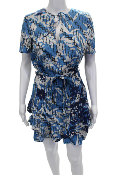Reiss Women Fit & Flare Dress Multicolor Floral Viscose V-Neck Size 4