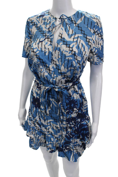 Reiss Women Fit & Flare Dress Multicolor Floral Viscose V-Neck Size 4