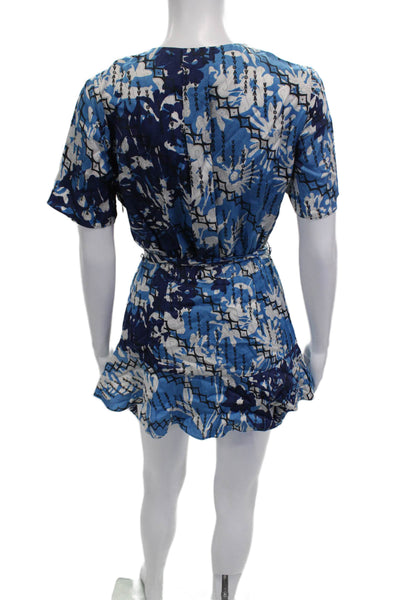 Reiss Women Fit & Flare Dress Multicolor Floral Viscose V-Neck Size 4