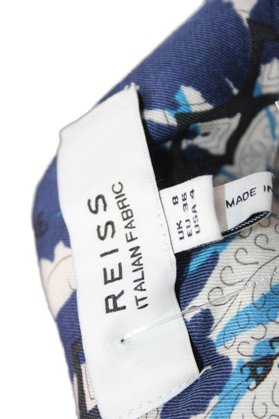 Reiss Women Fit & Flare Dress Multicolor Floral Viscose V-Neck Size 4