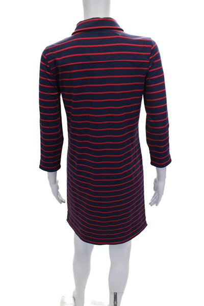 Vineyard Vines Womens Blue Shirt Dress 3/4 Sleeve Short Size XS