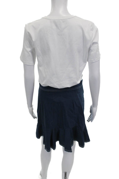 Veronica Beard Womens Wrap Dress White Button Short Sleeve Cotton Size S