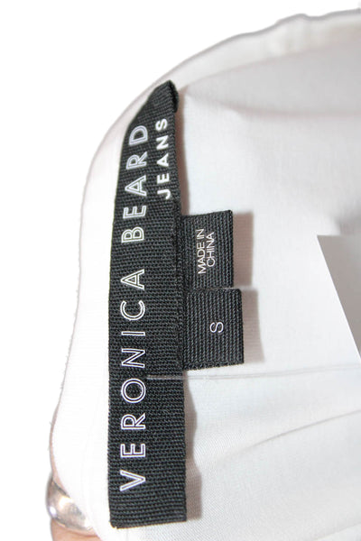 Veronica Beard Womens Wrap Dress White Button Short Sleeve Cotton Size S