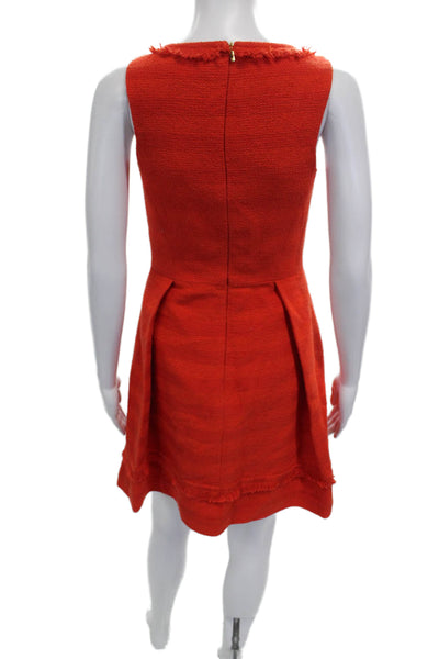 Trina Turk Women Fit & Flare Orange Sleeveless V-Neck Dress Size 2