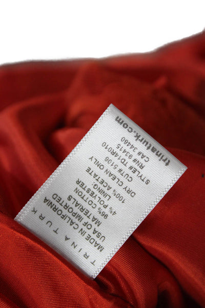 Trina Turk Women Fit & Flare Orange Sleeveless V-Neck Dress Size 2