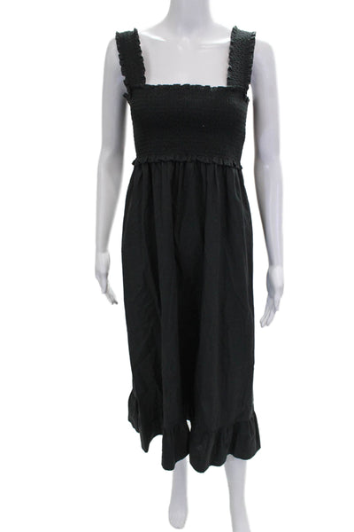 Rails Women Maxi Dress Black Organic Cotton Square Neck Sleeveless Size S
