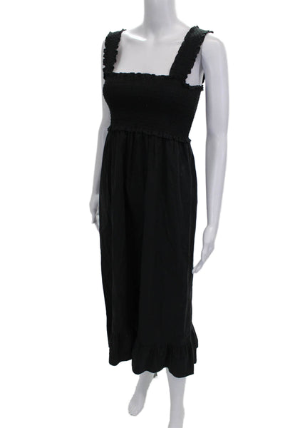 Rails Women Maxi Dress Black Organic Cotton Square Neck Sleeveless Size S