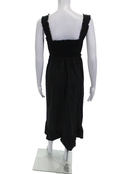 Rails Women Maxi Dress Black Organic Cotton Square Neck Sleeveless Size S