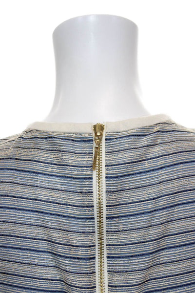 Rachel Zoe Womens Shift Dress Blue Striped V-Neck Sleeveless Zip Size 6