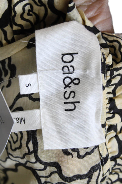 Ba&Sh Womens Fit & Flare Floral V Neck Long Sleeve Beige Dress Size S