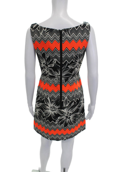 Milly Women Shift Dress Multicolor V-Neck Chevron Sleeveless Cotton Size 2