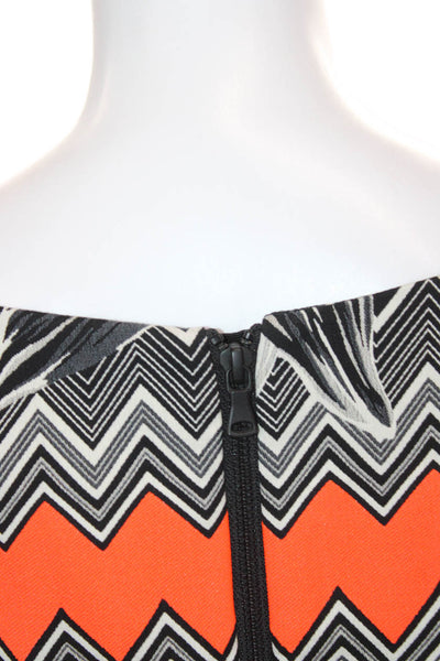 Milly Women Shift Dress Multicolor V-Neck Chevron Sleeveless Cotton Size 2