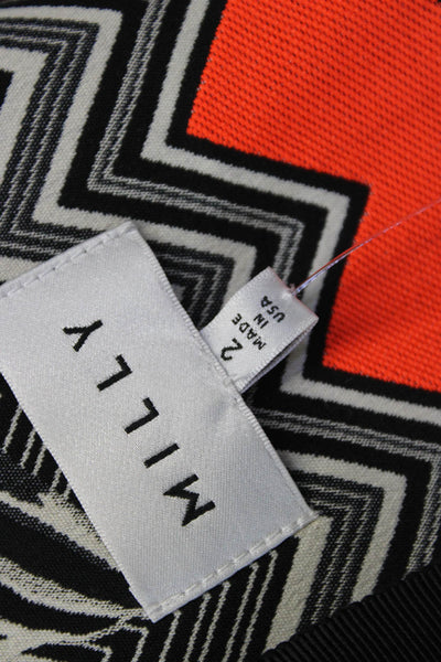 Milly Women Shift Dress Multicolor V-Neck Chevron Sleeveless Cotton Size 2