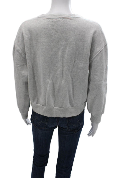 Zara Women Pullover Sweatshirt Gray Cotton Crew Neck Long Sleeve Size S
