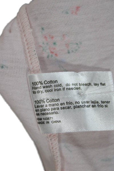 Frankies Bikinis Womens Pink Floral T-Shirt Short Sleeve Cotton Size M