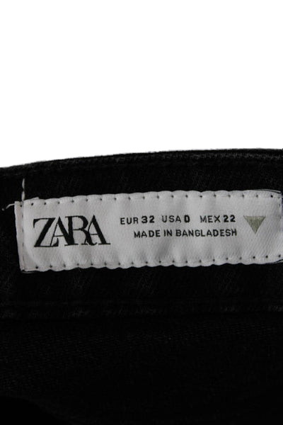 Zara Women Black Mid Rise Jeans 32 Inseam 99% Cotton Size 0