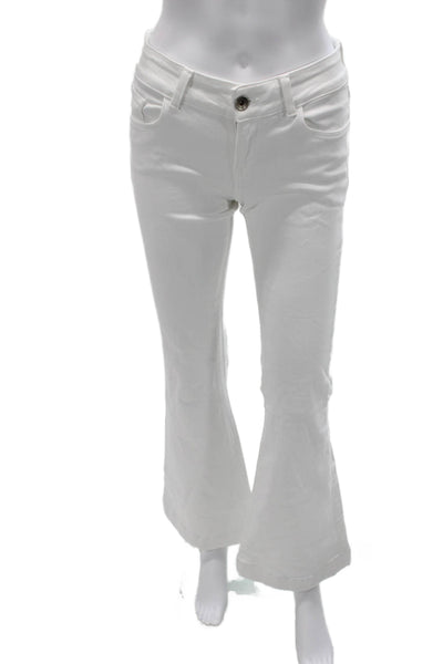 J Brand Womens Flared White Low Rise Jeans Cotton Blend Size 25