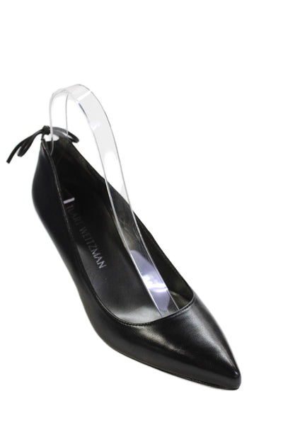 Stuart Weitzman Womens Leather Peekamid High Heels Pumps Shoes Black Size 4.5