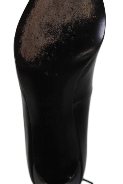 Stuart Weitzman Womens Leather Peekamid High Heels Pumps Shoes Black Size 4.5