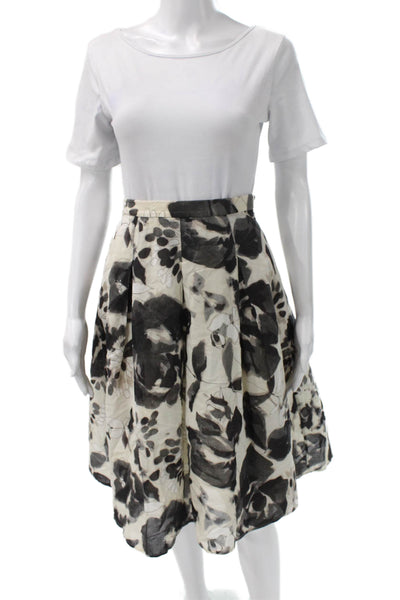 St. John Womens Pleated Cotton Skirt Beige Knee Length Size 2