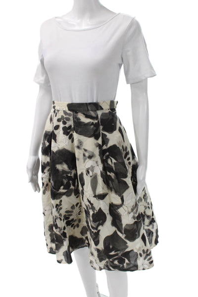 St. John Womens Pleated Cotton Skirt Beige Knee Length Size 2