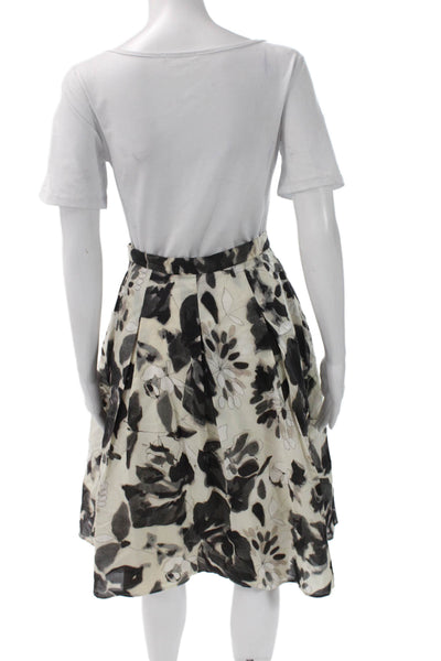 St. John Womens Pleated Cotton Skirt Beige Knee Length Size 2