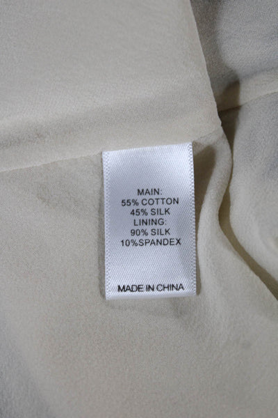 St. John Womens Pleated Cotton Skirt Beige Knee Length Size 2