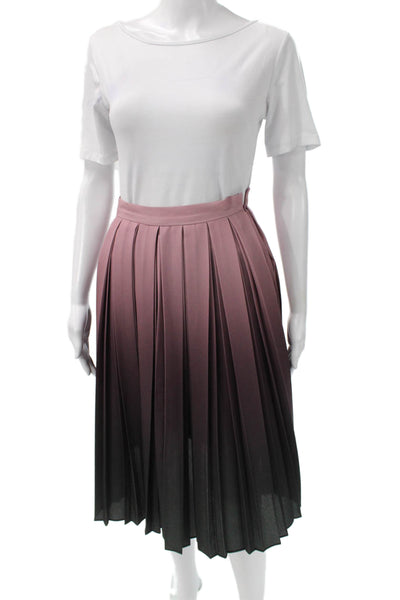 Les Compelli Womens Pleated Pink Polyester Skirt Zip Size 34