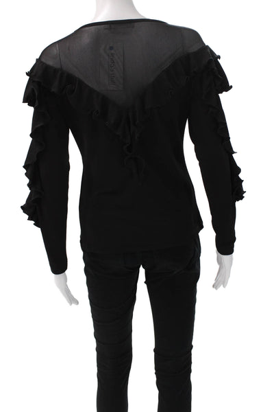 Anne Fontaine Women Black V-Neck Long Sleeve Blouse Size 40
